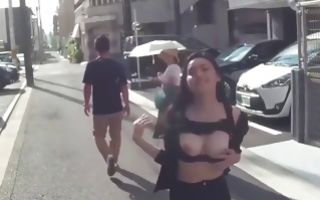 Arousing Asian cutie on her knees blowing dick and sucks balls